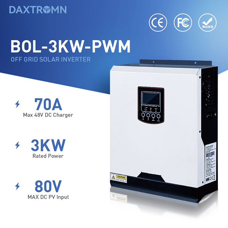 

Daxtromn 3000W/3KVA Off Grid Solar Inverter 220VAC Output 24VDC 70A PWM Solar Charger Controller MAX 80V PV 3KW Inverter