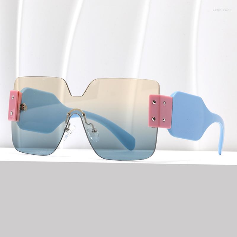 

Sunglasses Brand Designer One Piece Rimless Oversized Women Men Fashion Luxury Vintage Sun Glasses For Female Trending Eyewear