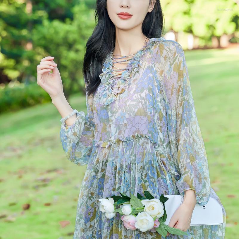 

Women's Blouses Mulberry Silk Womens Summer Women's Elegant Fashion Floral Top For Woman Clothes Blusa Mujer Moda 2023