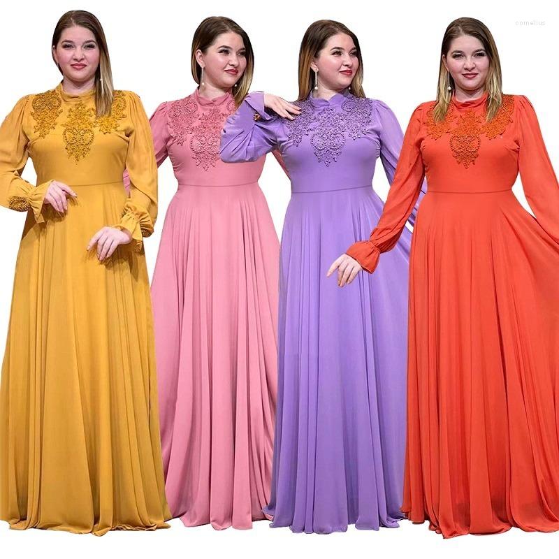 

Ethnic Clothing African Dresses For Women Summer 2023 Long Sleeve Round Neck Yellow Purple Orange Pink Dress Robes