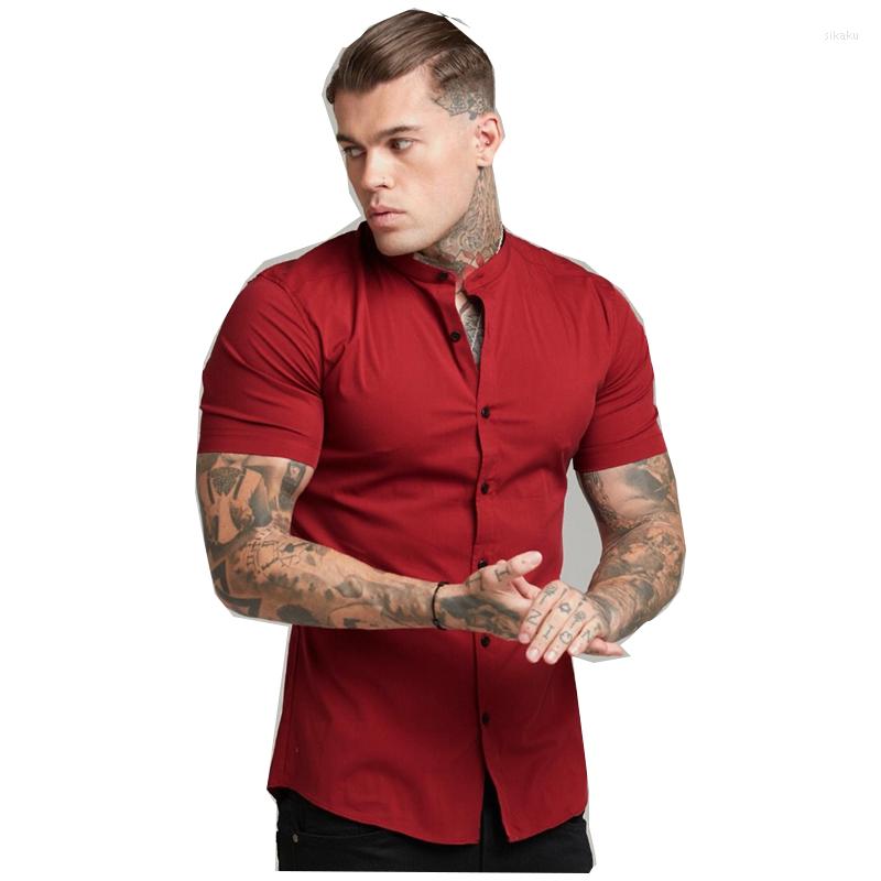 

Men's T Shirts European And American Summer Autumn Short-sleeved Men's Slim Round Neck T-shirts Buttons Fitness Shor, Army green
