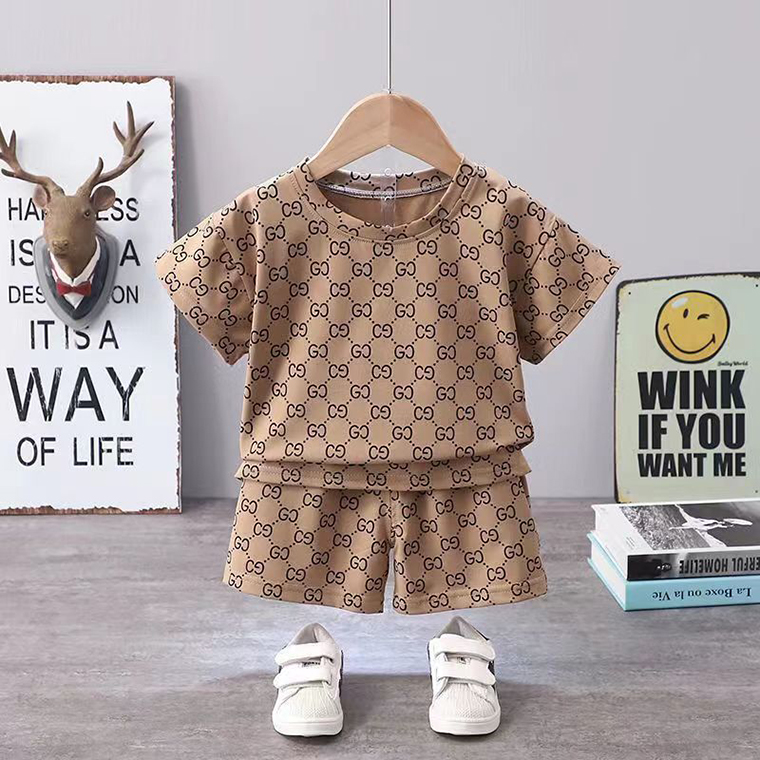 

3 styles Luxury Logo Clothing Sets Kids Clothes Suits Girl Boy Clothing Summer Infantis Baby sets Designer chlidren sport suits, Black