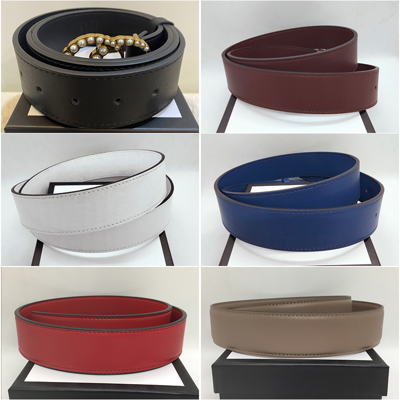 

Designer womens belt luxurys woman belts sports leisure fashion women inlaid pearl buckle 3.8cm width Five colors black, Free box picking