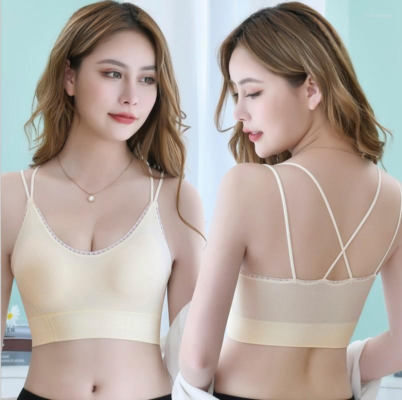 

Bustiers & Corsets Broadcast Explosive Cross Strap Beauty Back Sports Bra Gather Wrap Chest Anti-walking Bare Pad With Sleep Underwear