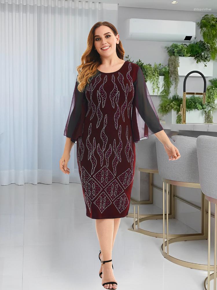 

Plus Size Dresses Summer Temperament Women's Round Neck Pencil Dress Women Clothing Party, Purple