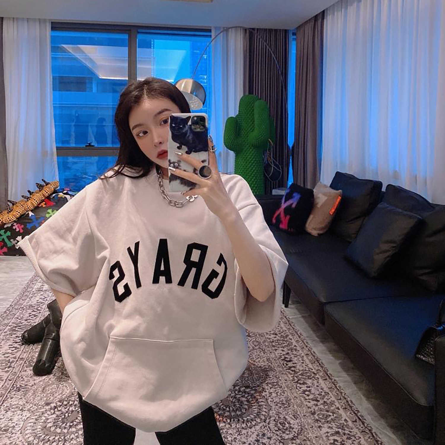 

Men's T-Shirts Fashion ESS Designer Bear of God Season 7 fog sweater grays letter 7-point-sleeve lovers hip hop baseball Hoodie men, Blue light black