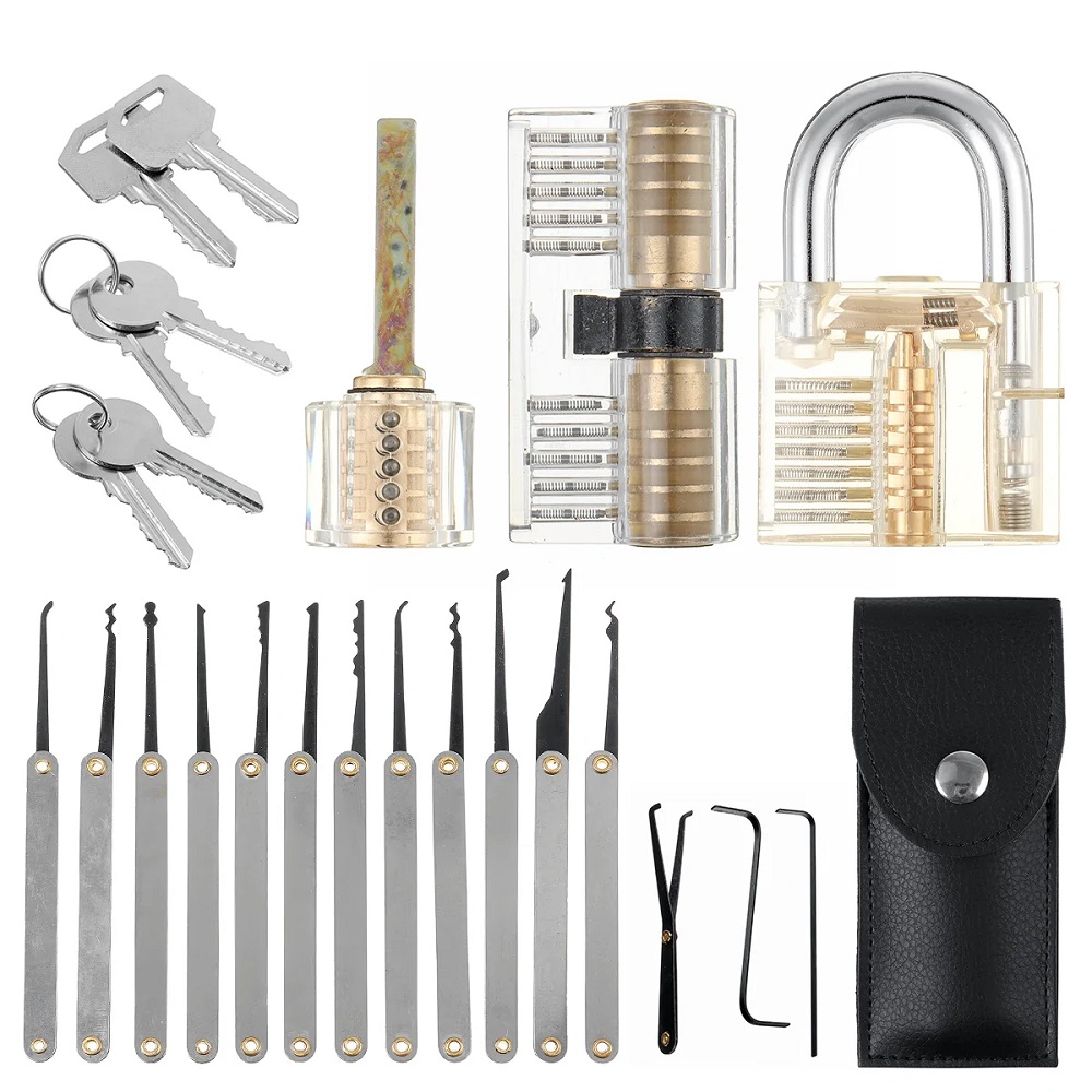 

Locksmith training kit 5/19/25PCS practice lock pick key extractor padlock lockpick tool kits