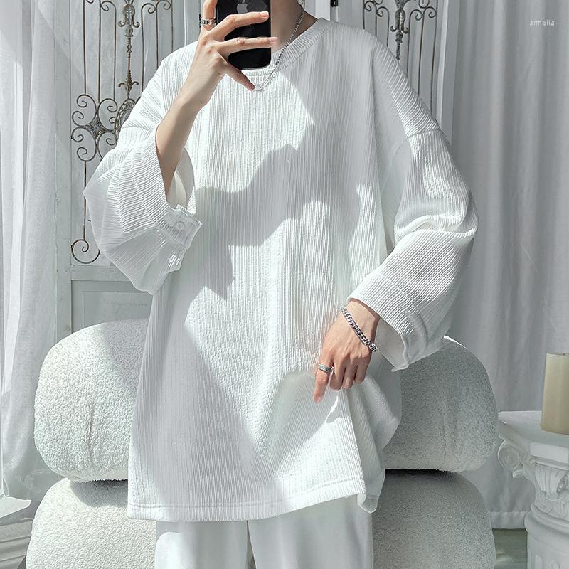 

Men's T Shirts Summer Ice Silk T-shirt Men Fashion Casual Oversized Streetwear Hip Hop Loose Pleated Tshirt Mens Large Size -5XL, Black