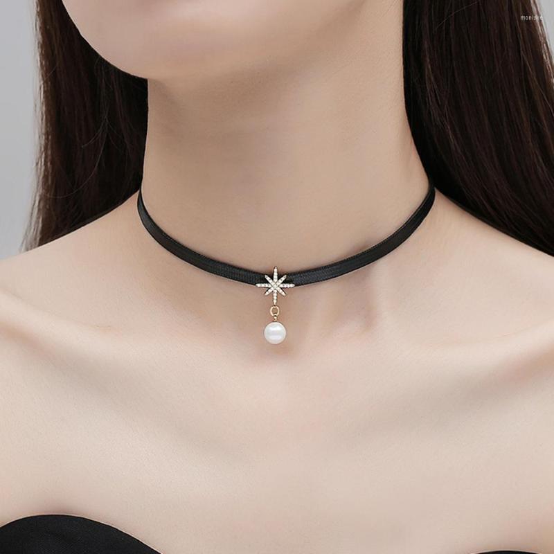 

Choker Makersland Fashion Sexy Black Necklaces Imitation Pearls Pendant Lady Gifts Star Charm Necklace For Women Party Jewelry