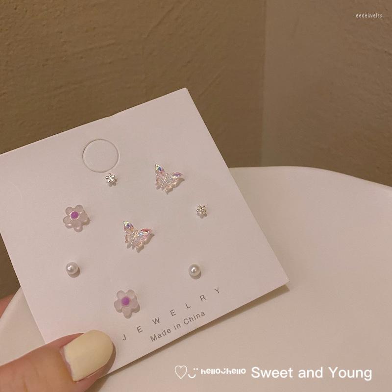 

Stud Earrings S925 Silver Needle Sweet Flower Butterfly For Women Girls Geometric Cartilage Jewelry Gifts