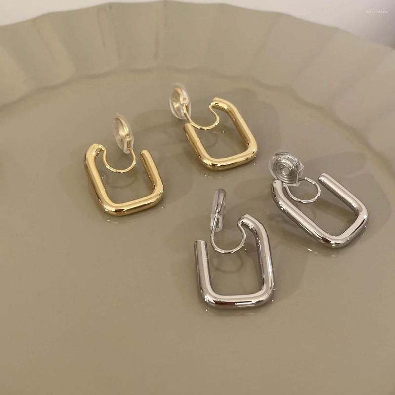 

Backs Earrings Classic Geometric Rectangular Women's Summer Fashion Copper Alloy Gold Plated Ear Clip Office Charm Trendy Jewelry Gift
