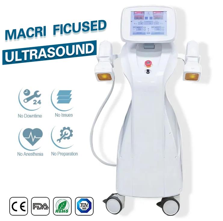 

Professional 2 Handles Cryo slimmimg machine Macro Focused Scanning Ultrasound Body Tightening Fat Reduction Machine