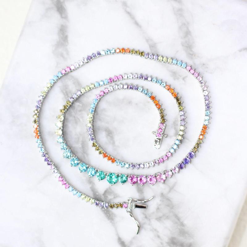 

Choker Multicolour Gradual Cubic Zirconia 3 Prong Zircon High Quality Jewelry Fashion Female Necklace Bohemian Style