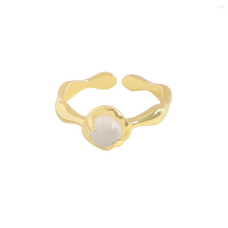 

Cluster Rings Small And Luxurious Design Irregular Agate Open Ring With 925 Sterling Silver Texture For Women