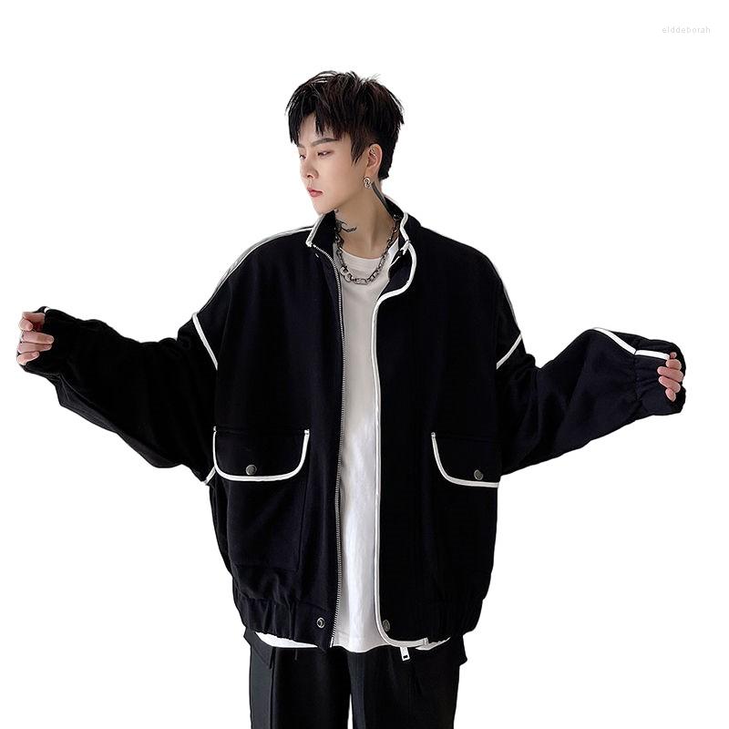 

Men's Jackets VERSMA Spring Fashion Causal Personalized Design Sense Jacket Men Korean Luxury Long Sleeve Oversized Chic Rock Punk Coats, H1529 black