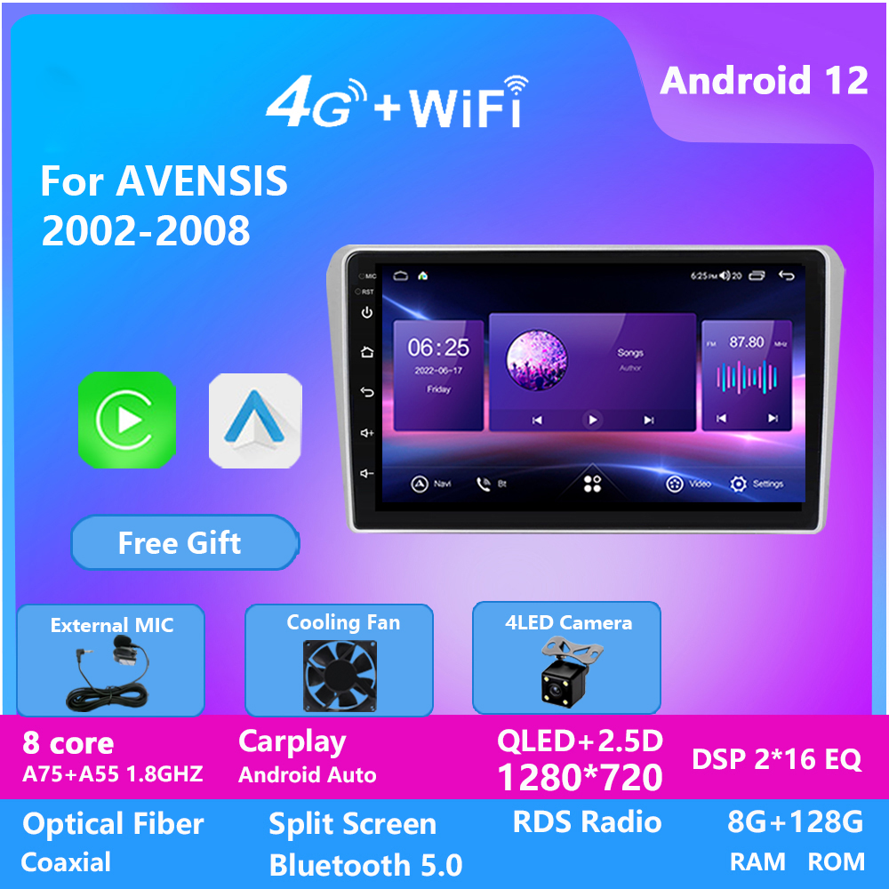 

Auto Radio Car Stereo Video Android Gps Multimedia Player for TOYOTA AVENSIS 2002-2008 Radio Carro Carplay