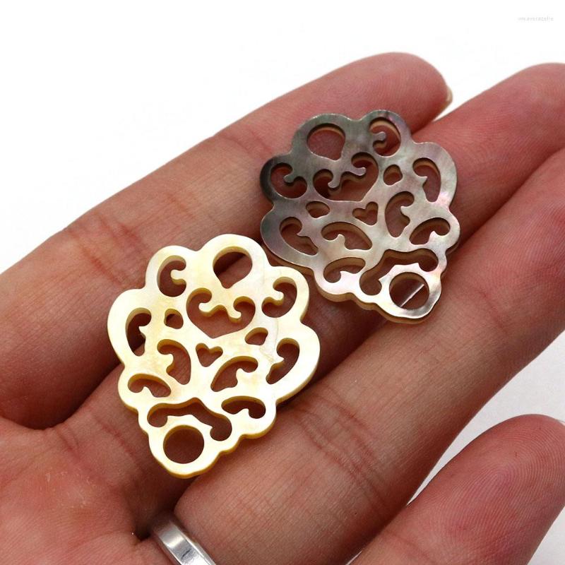 

Charms Natural Black Shell Carved Hollow Teardrop-shaped Lace Pendant 25x30mm Elegant Boutique Fashion DIY Necklace Earrings Jewelry