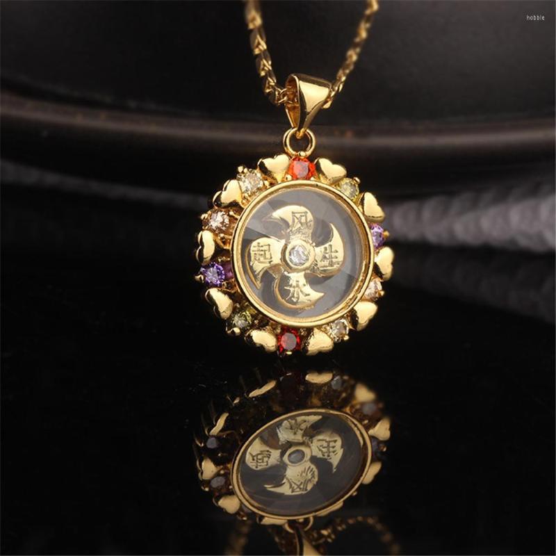 

Pendant Necklaces Loredana Fashionable Delicate Transparent Colorful Zircon Gold Lucky Windmill Necklace For Women.Most Sincere Protection