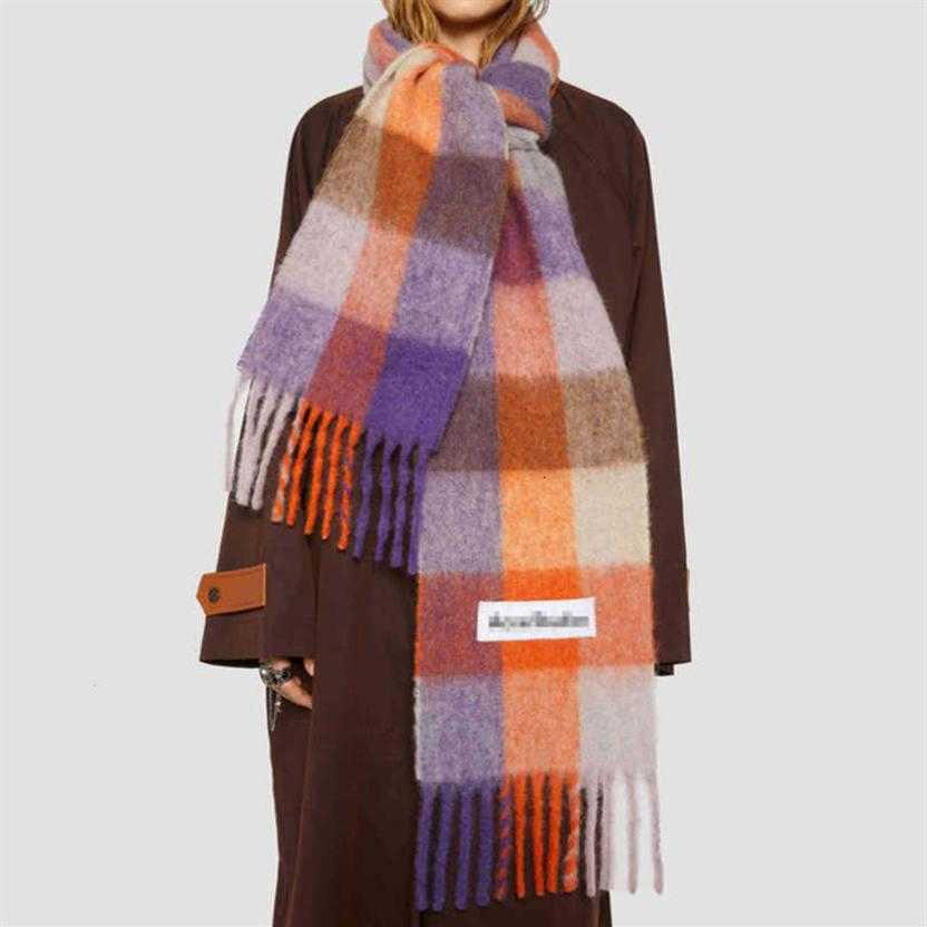 

Fashion Luxury Ac Scarf Men's Women Scarves Imitation Cashmere Plaid Wraps Long Student Bib Warm Shawl Rainbow Thick Lattice Tasse217M