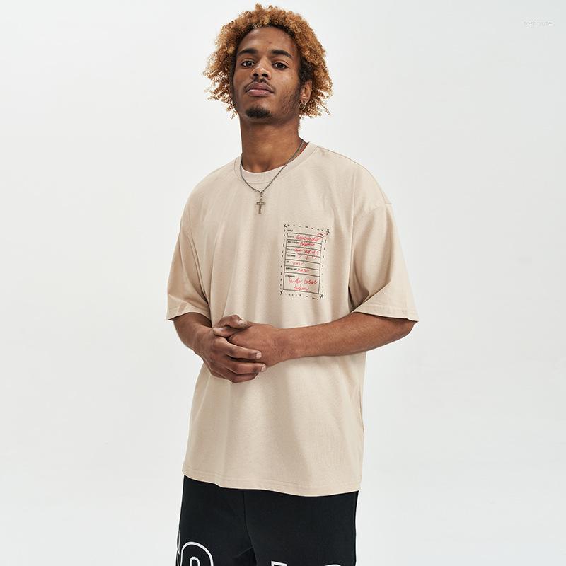 

Men' T Shirts Punk Tshirt Streetwear Hip Hop Pocket Print Letter Planet Gothic Rock T-Shirts Harajuku Casual Cotton Short Sleeve Tops, Khaki