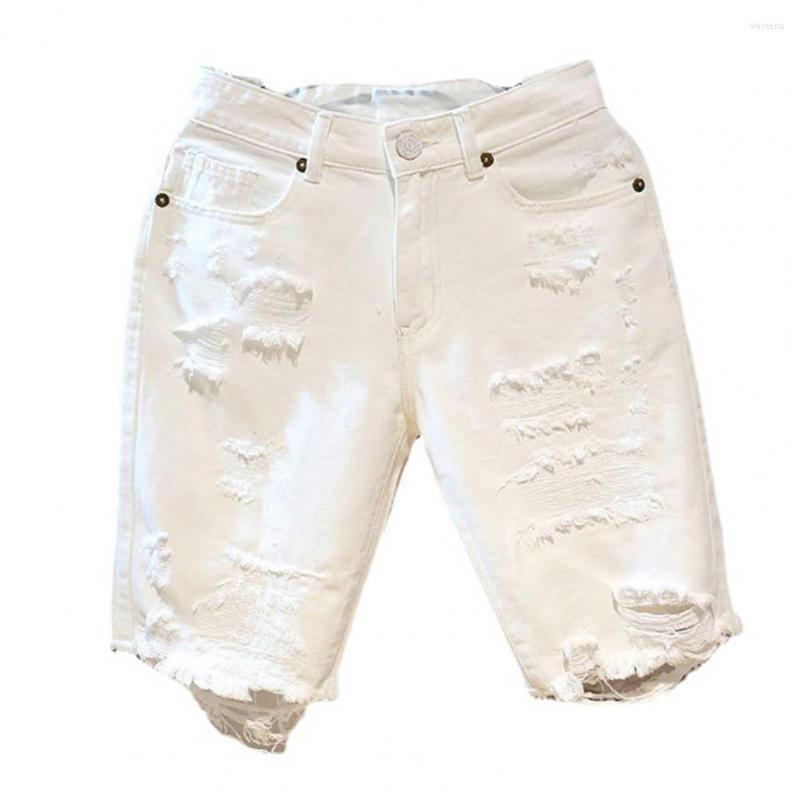 

Men's Jeans Summer Short Pants Stylish Button Zipper Closure Men Soft, White