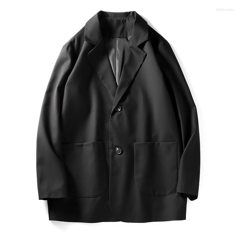

Men' Suits Spring Vintage Black Blazer Men College Single Breasted Full Sleeve Suit Jacket Business Casual Loose Fit Outerwear -2XL
