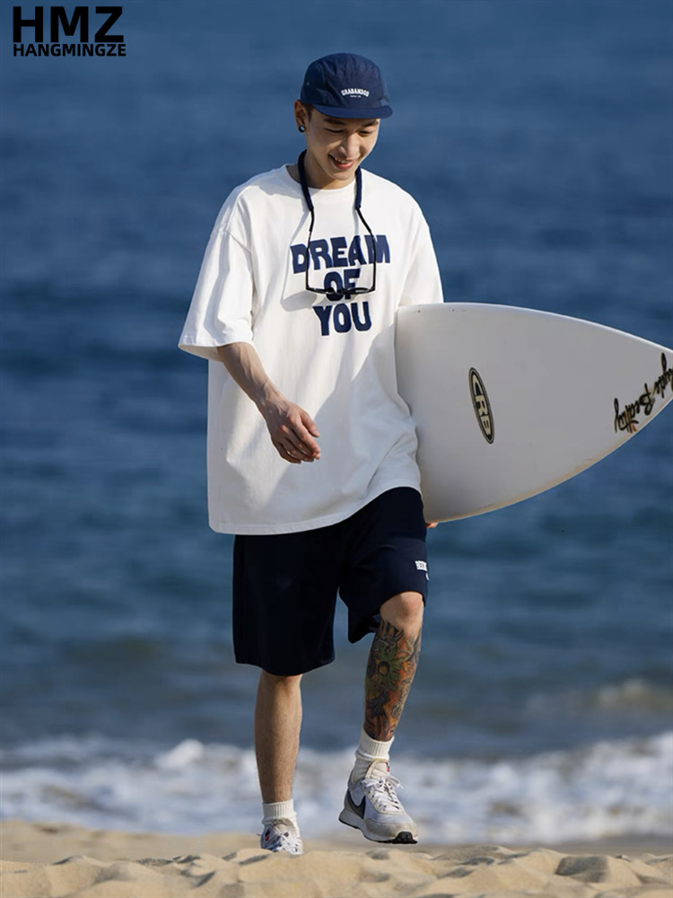 

Men's TShirts HMZ Summer Casual Men T Shirt Letter Print Fashion Half Sleeve Daily Tees Clothes Trendy Cotton Tshirt Tops Clothing Oversized 230414, White