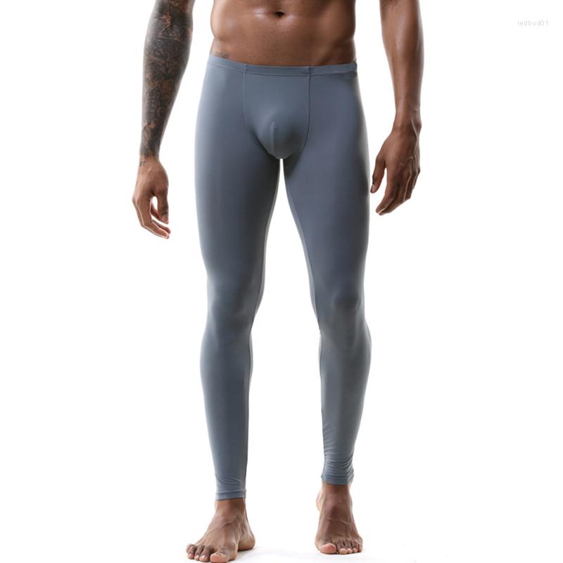 

Men's Sleepwear Thin Sleep Sissy Lounge Bottoms Ice Seamless Silk Summer Pants Leggings Underwear Breathable Pajamas Men 3XL Fitness, Black
