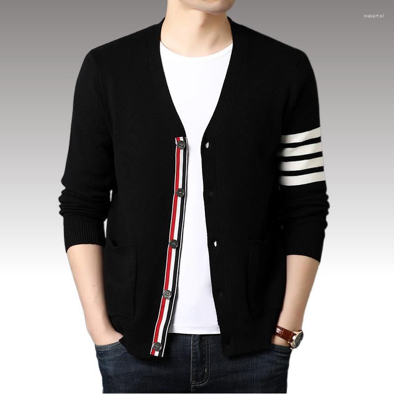 

Men's Sweaters Top Grade Men's Autum Brand Fashion Knitted Cardigan Sweater Korean Casual Outwear Coats Male Luxury Jacket Clothing, Coffee