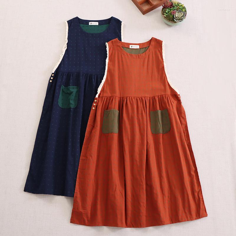 

Casual Dresses Spring Summer Japanese Round Collar Sleeveless Vest Dress, Black