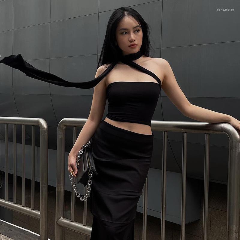 

Women' Tanks Flower Matching Tank Top Women Sexy T Shirt Sleeveless Backless Y2K Skinny Party Club Clothes 2023 Summer Outfits, Black