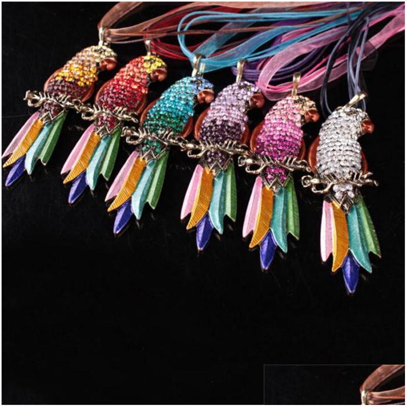 

Pendant Necklaces Colorf Crystal Parrot Necklace Lace Chain Best Friends Pet Bird Pendants For Women Fashion Jewelry Gift Dro Dhgarden Dhbre