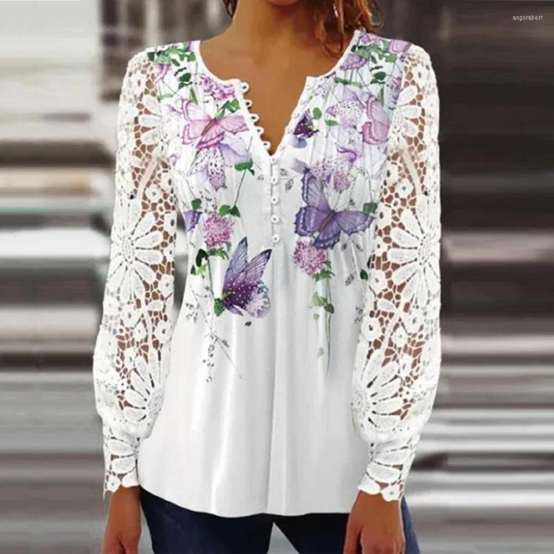 

Women's Blouses 2023 Spring Summer Lace Long Sleeves Slim V Neck Casual Solid Color Pullovers Elegant Commute Women's, Green
