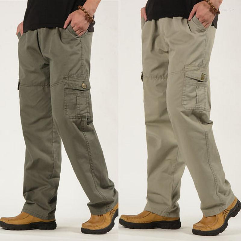 

Men's Pants Spring Summer Men's Fashion Straight Leg Male Trend Solid Color Multi-pocket Cargo Casual Loose Plus Size Trousers, Black