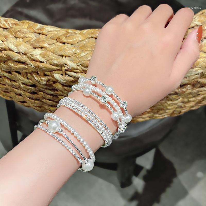 

Strand 2023 Arrival Women Elegant Pearl 3 Layer Ornaments Bracelet Fashion Crystal Glass Wrist Female Pretty Jewelry Gifts