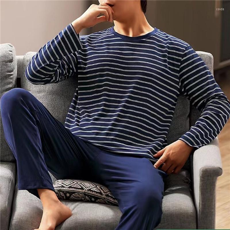 

Men's Sleepwear Men'S Pajamas Sets Letter Striped Nightwear Polyester Cartoon Underwear Casual Sleep&Lounge Homewear Spring Autumn, Grey shirt