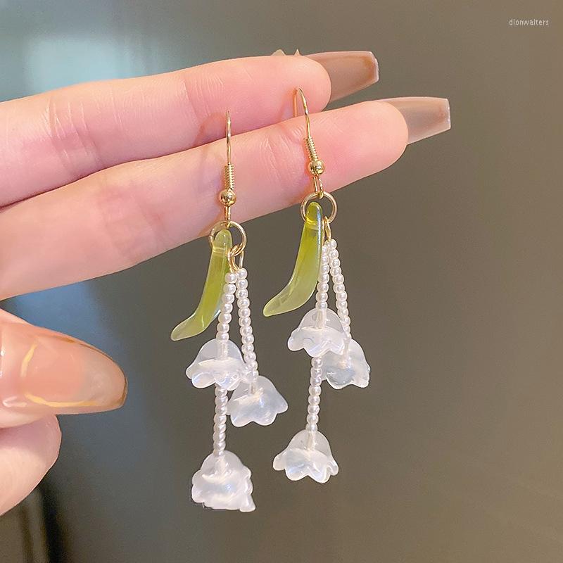 

Stud Earrings Pearl Lily Of The Valley Tassel Ear Hook Small Fresh Sweet Temperament