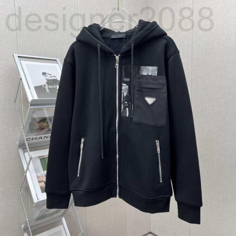 

Men's Jackets Designer Zipper Jacket Autumn Winter Embroidery Letters Hooded Coat Plush Hoodie Men Women Casual Sweatshirt Lfdr, Black