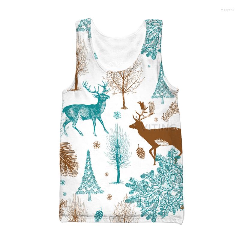

Men's Tank Tops Fashion Hunting Vest Men's 3d Print Deer Sleeveless Men Women Custom Top V12, Multicolor-2