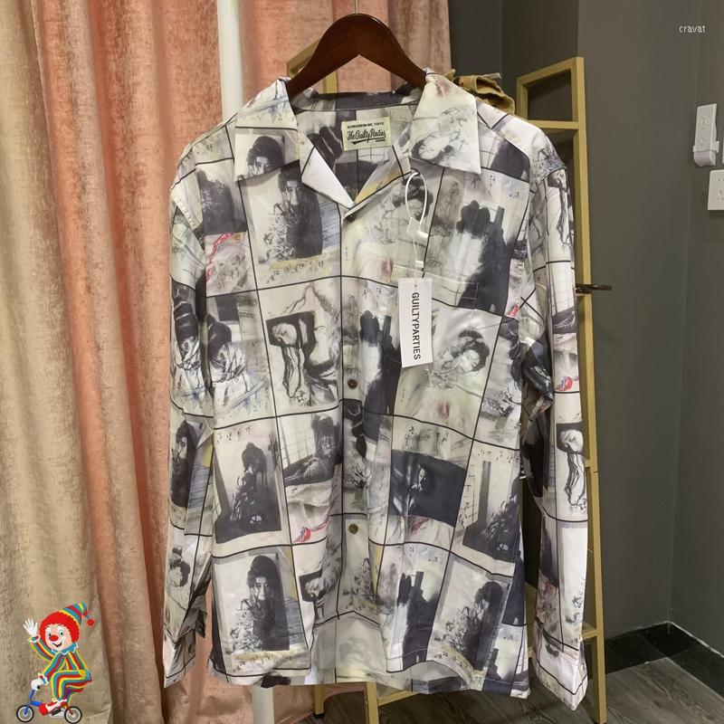 

Men's Casual Shirts 2023 WACKO MARIA Long Sleeve V-neck Cardigan Top Men Women High Quality Hawaiian Shirt