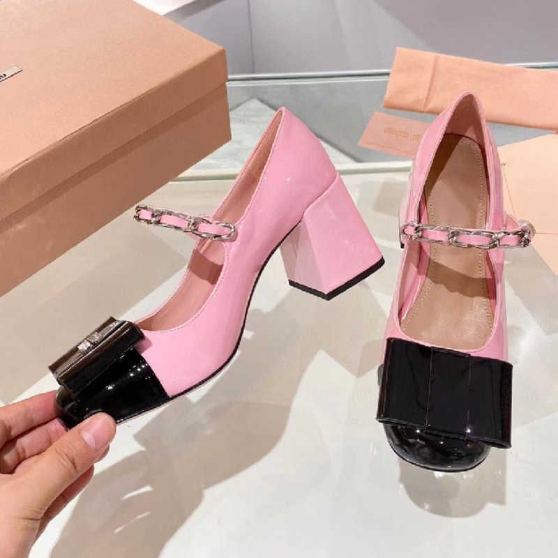 

2023 new fashion Mary Jane Single Shoe High-heeled Women's Shoes With Pearl Buckle Retro Small Leather Shoe high quality, As pic