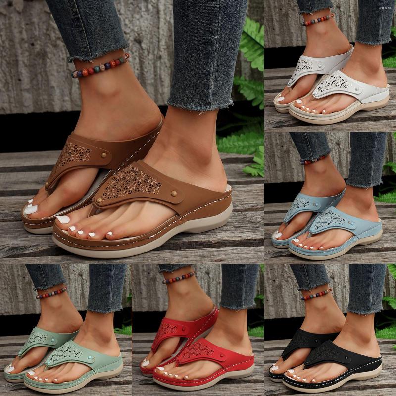 

Slippers Fashion Women Summer Solid Wedges Breathable Slip On Open Toe Sandals Comfortable Beach Shoes Wide Width Wedge For, Beige