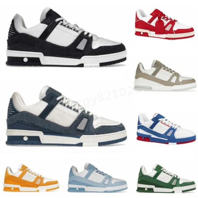 

hot Men Designer Sneakers shoes Trainer Casual Shoes Rubber Canvas Leather Sneaker Denim Monograms Shoe without Box z14, Color 1 36-40