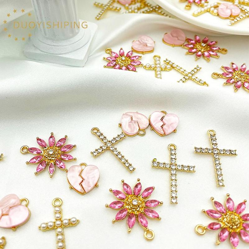 

Charms 10Pcs 27X17mm Alloy Shiny Crystal Cross For Making Heart Necklace Pendants Earring Accessories DIY Jewelry Findings