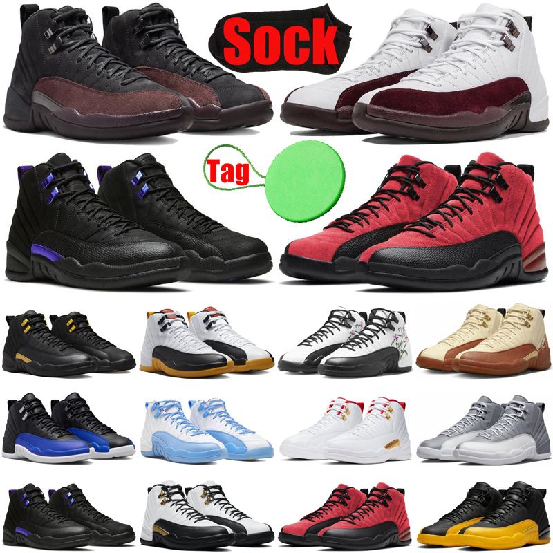 

A Ma Maniere 12 12s mens basketball shoes Black Taxi Cherry White Muslin Stealth Hyper Royal Royalty Flu Game Field Purple men trainers sneakers shoe fashion, #28 stealth