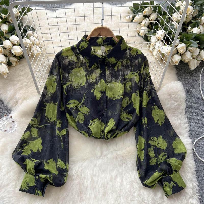 

Women's Blouses Spring 2023 Fashion Loose Long Sleeve Vintage Floral Print Shirts For Women Elegant Blouse Tops Roupas Femininas J487