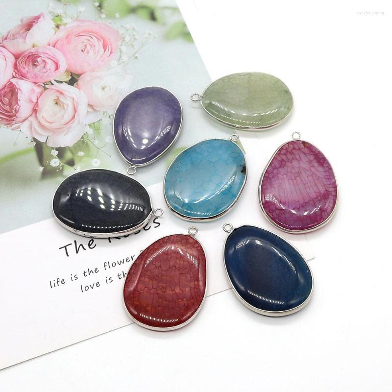 

Pendant Necklaces Natural Stone Onyx Smooth Fashion Healing Women's DIY Earring Necklace Women Charm Gift 30x45mm