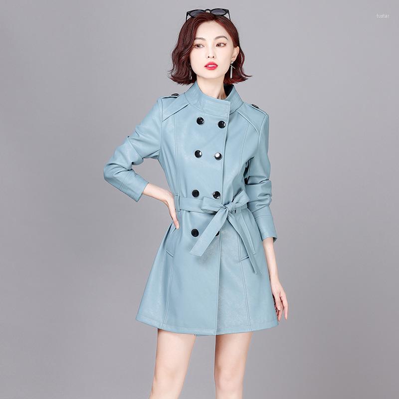 

Women's Leather 2023 Coat Women's Trench Coats For Women Sheepskin Plus Size Long Sleeve, 903 khaki