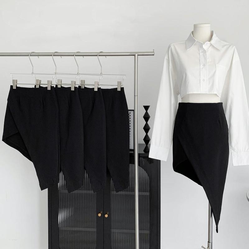 

Skirts Lauri Laki Irregular Black A-line Skirt For Women Elegant Office Lady Straight High Waist Spring Summer 2023