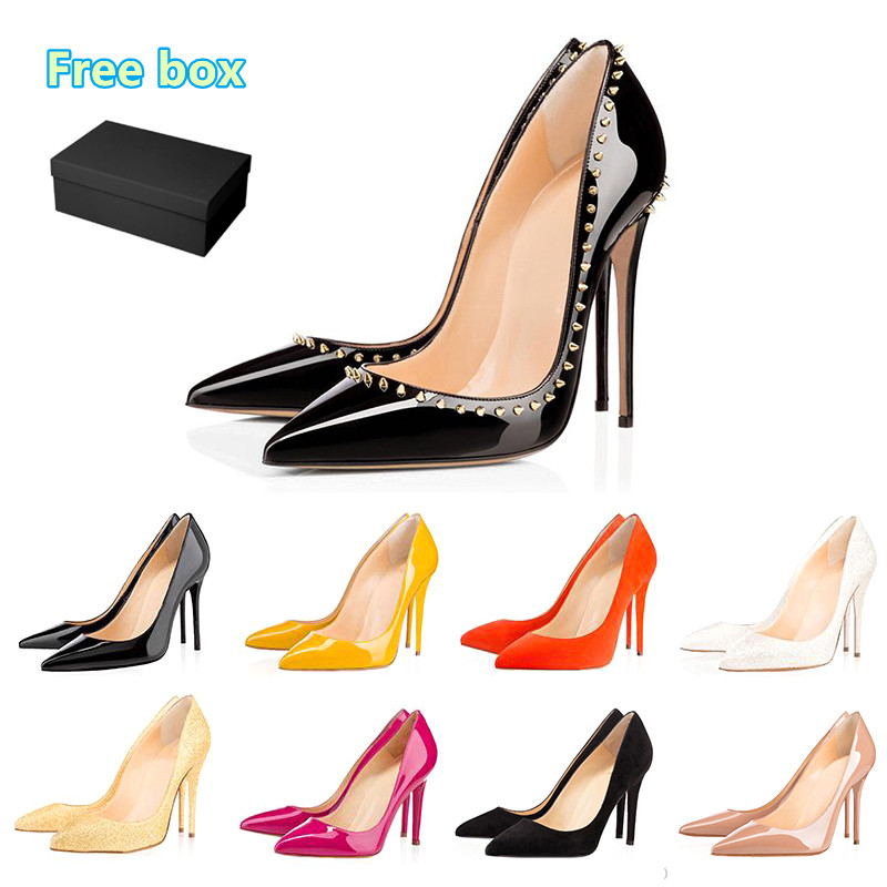 

New Fashion High Heels Dress Shoes for Women Party Wedding Triple Black Nude Yellow Pink White Glitter Spikes Pointed Toes Pumps Dress shoes, Color#5